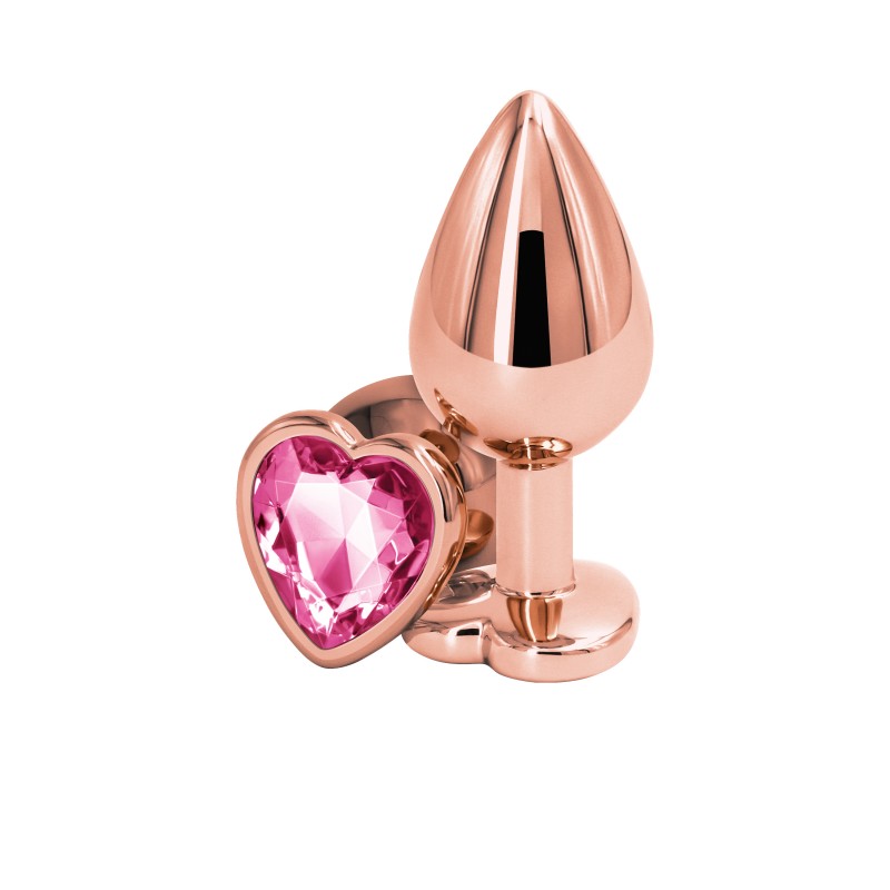Rear Assets Rose Gold Butt Plug - Medium (Heart Pink Gem)