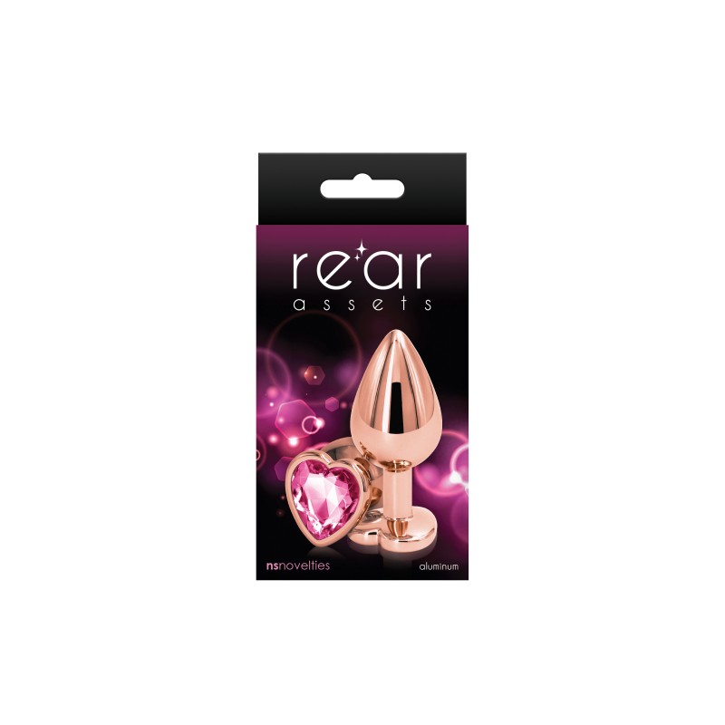 Rear Assets Rose Gold Butt Plug - Medium (Heart Pink Gem)