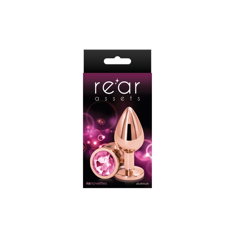 Rear Assets Rose Gold Butt Plug - Medium (Round Pink Gem)