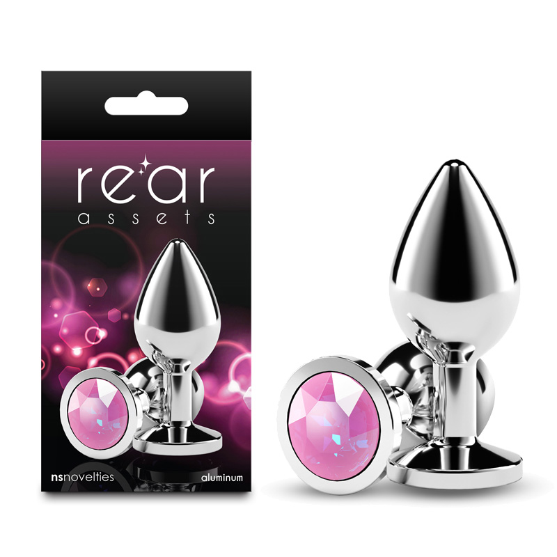 Rear Assets Silver Butt Plug Medium - Pink Gem