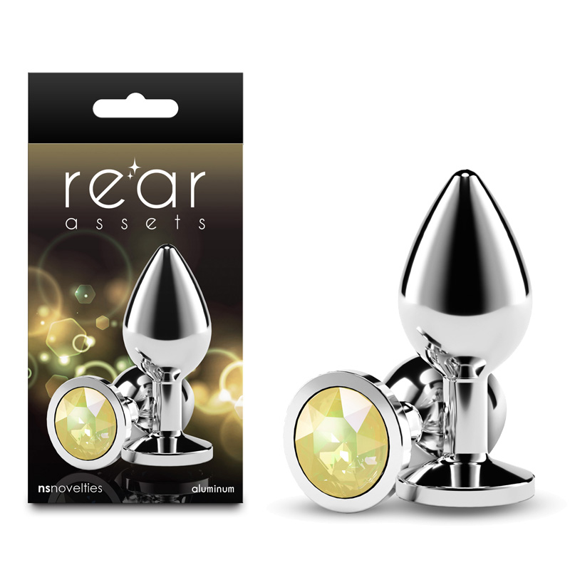 Rear Assets Silver Butt Plug Medium - Yellow Gem