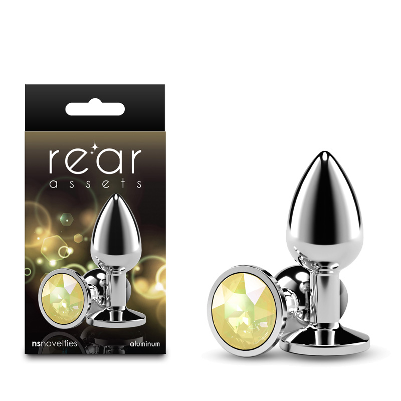 Rear Assets Silver Butt Plug Small - Yellow Gem