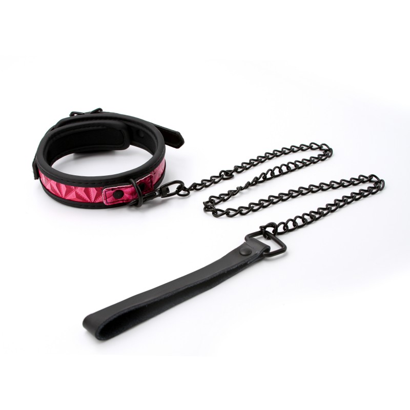 Sinful Collar and Leash - Black/Pink