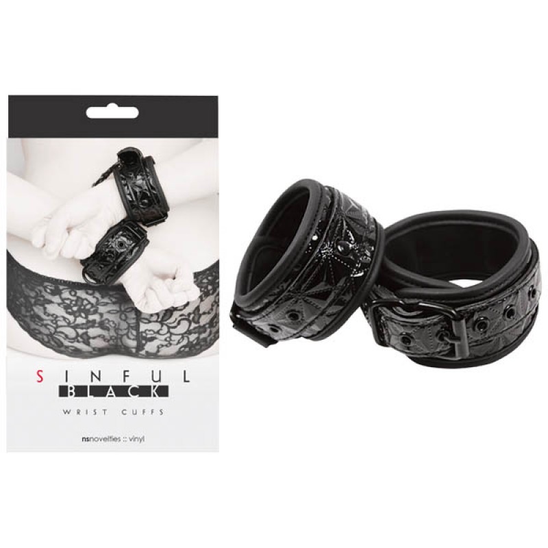 Sinful Wrist Cuffs - Black