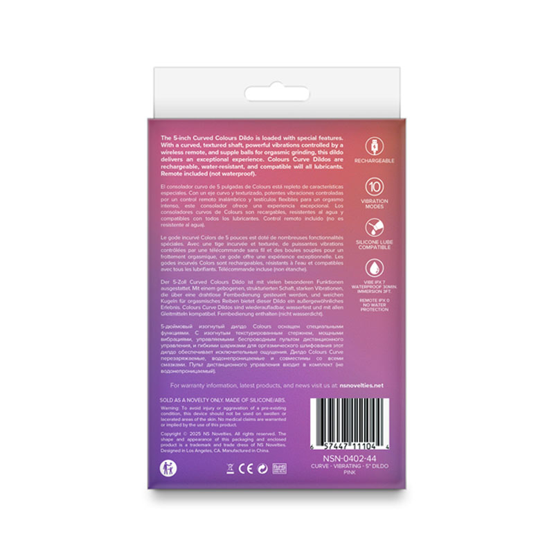 Colours Curve Vibrating 5'' Dildo - Pink Colours Curve Vibrating 5'' Dildo - Pink