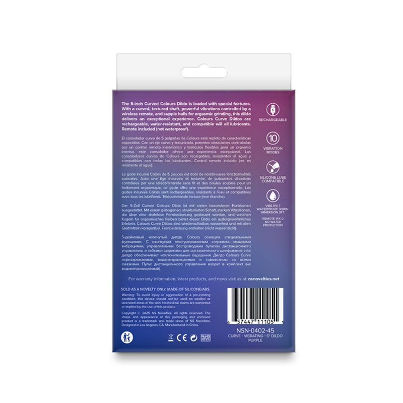 Colours Curve Vibrating 5'' Dildo - Purple Colours Curve Vibrating 5'' Dildo - Purple