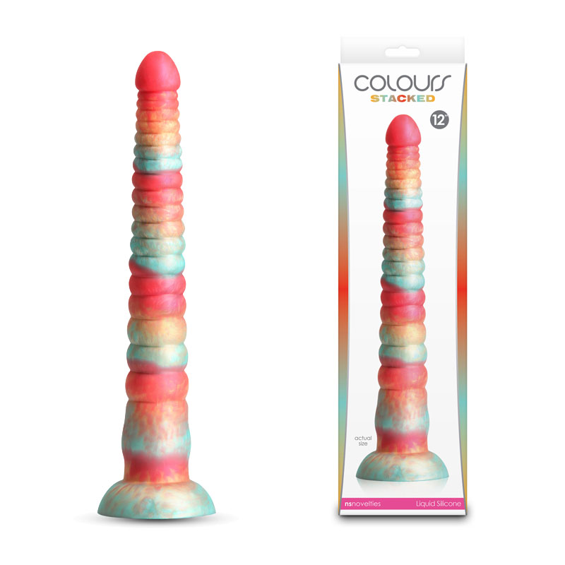 Colours Stacked Fantasy Dildo 12'' Dildo - Red/Gold