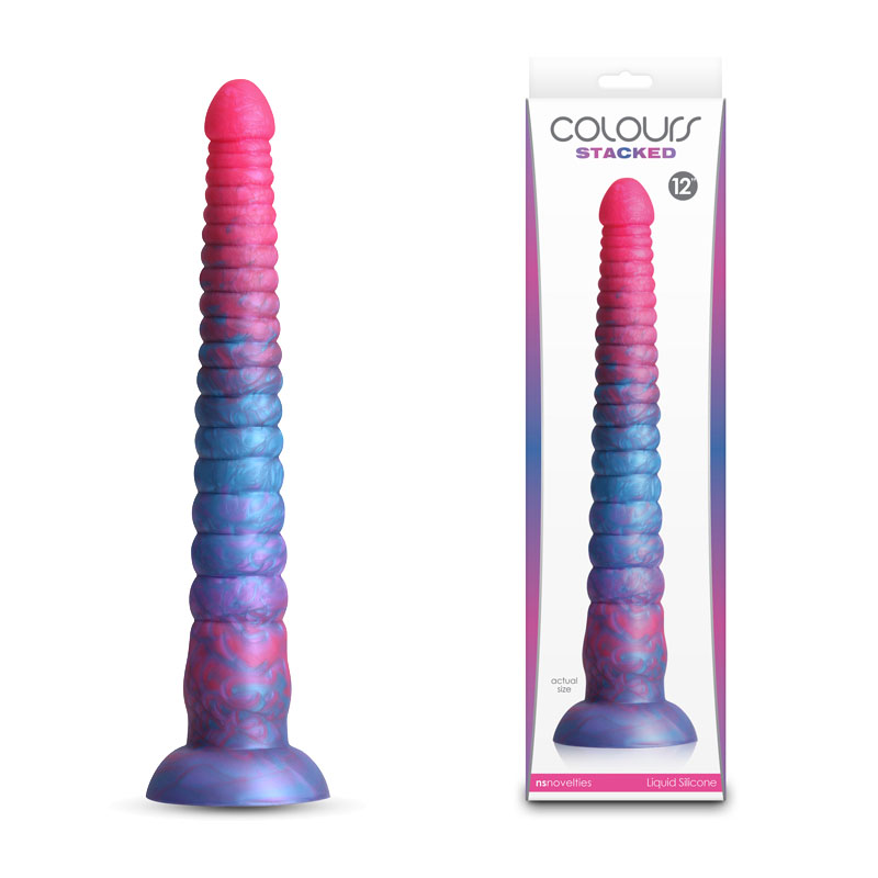 Colours Stacked Fantasy Dildo 12'' Dildo - Pink/Blue
