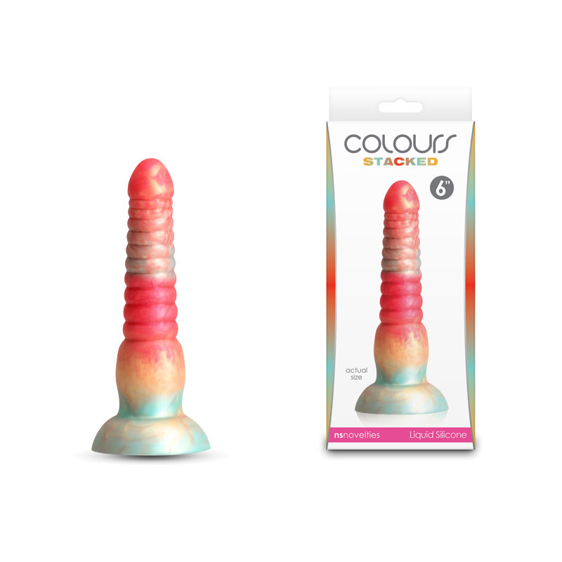 Colours Stacked Fantasy Dildo 6'' Dildo - Red/Gold