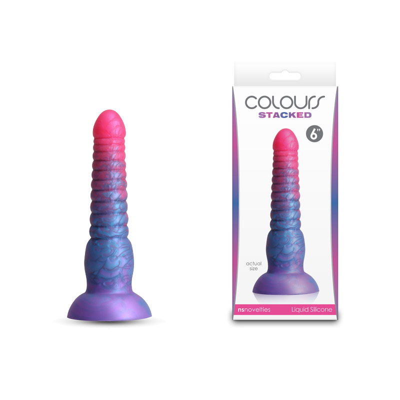 Colours Stacked Fantasy Dildo 6'' Dildo - Pink/Blue