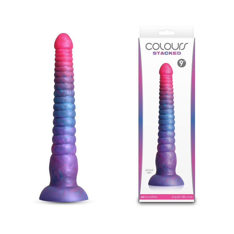 Colours Stacked Fantasy Dildo 9'' Dildo - Pink/Blue
