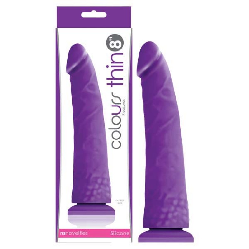 Colours Pleasures Thin 8'' Dildo - Purple