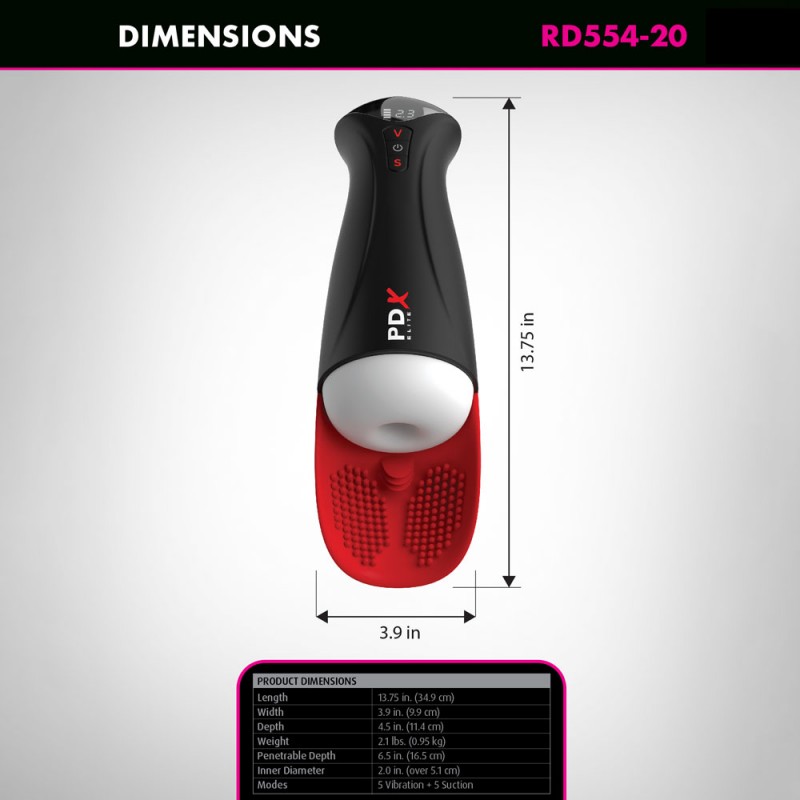 PDX Elite Fap-O-Matic Pro XL - White/Red PDX Elite Fap-O-Matic Pro XL - White/Red