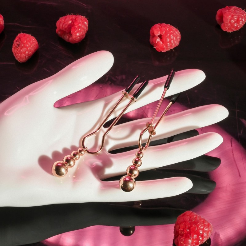 Selopa Beaded Nipple Clamps - Rose Gold Selopa Beaded Nipple Clamps - Rose Gold