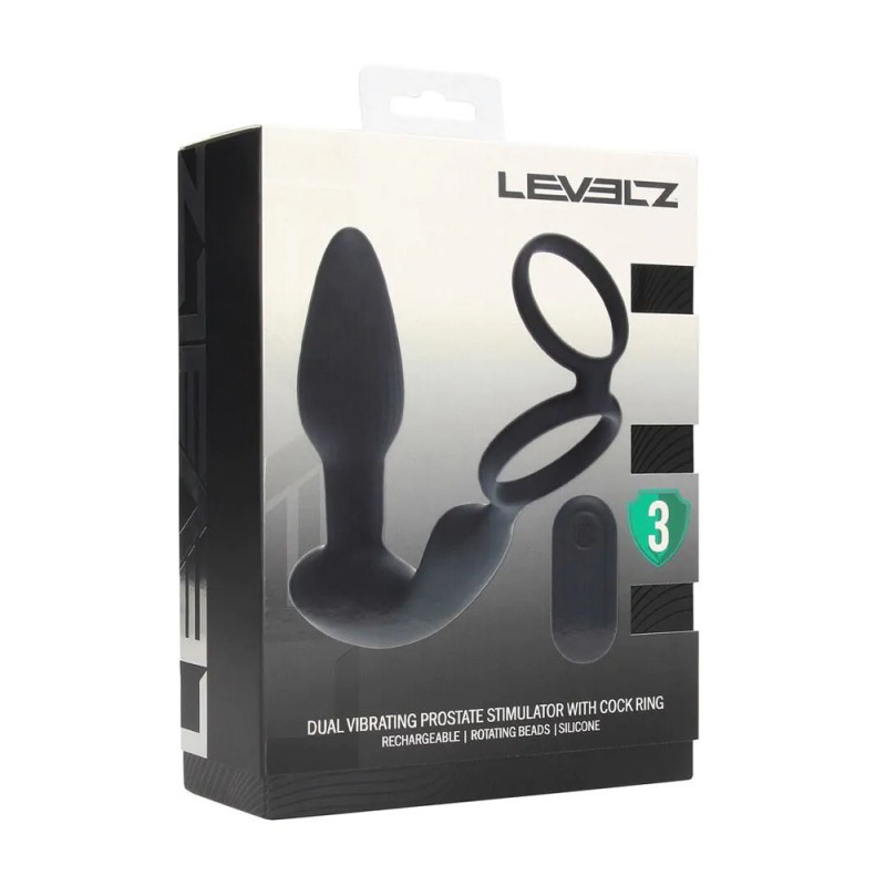 Levelz Dual Vibrating Prostate Stimulator with Cock Ring Levelz Dual Vibrating Prostate Stimulator with Cock Ring