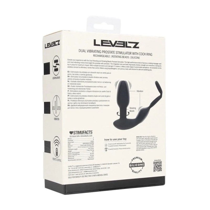 Levelz Dual Vibrating Prostate Stimulator with Cock Ring Levelz Dual Vibrating Prostate Stimulator with Cock Ring