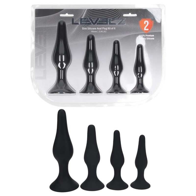 Levelz Slim Silicone Anal Plug Kit of 4