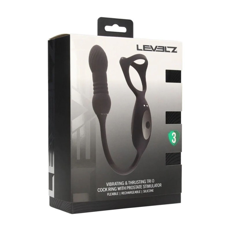 Levelz Vibrating & Thrusting TriO Cock Ring + Plug Levelz Vibrating & Thrusting TriO Cock Ring + Plug