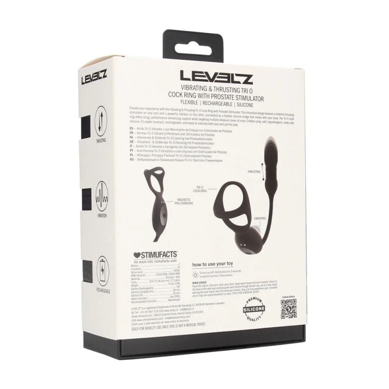 Levelz Vibrating & Thrusting TriO Cock Ring + Plug Levelz Vibrating & Thrusting TriO Cock Ring + Plug