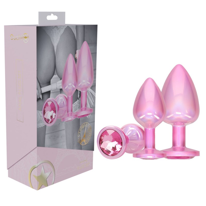 Ouch! Paris Metal Anal Plug Set - Pink