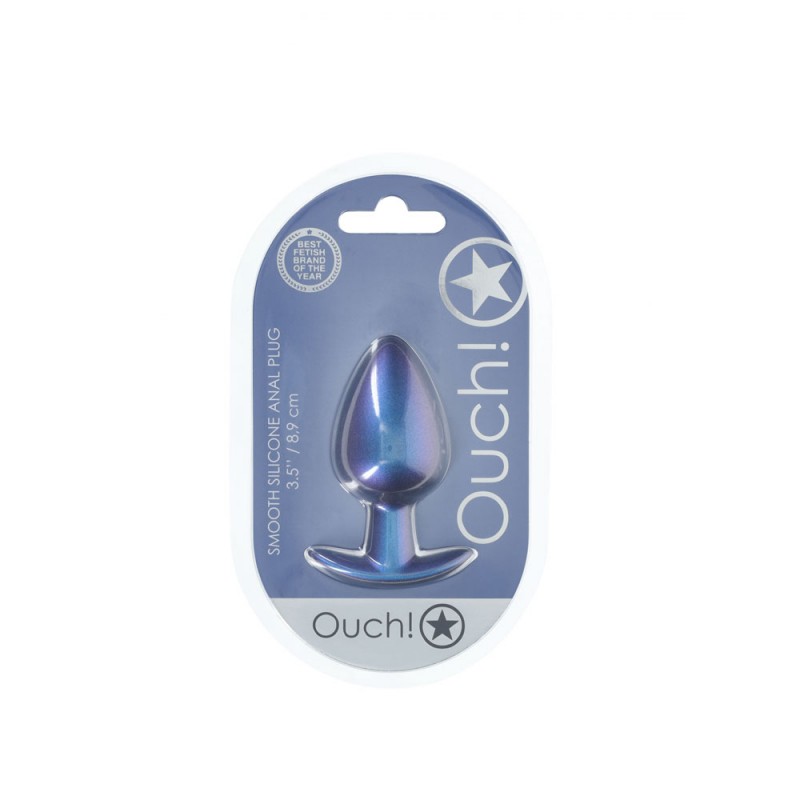 OUCH! Smooth Silicone Anal Plug Large - Metallic Blue OUCH! Smooth Silicone Anal Plug Large - Metallic Blue