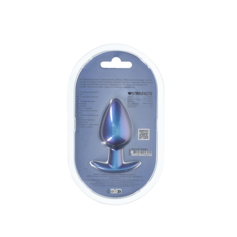 OUCH! Smooth Silicone Anal Plug Large - Metallic Blue OUCH! Smooth Silicone Anal Plug Large - Metallic Blue