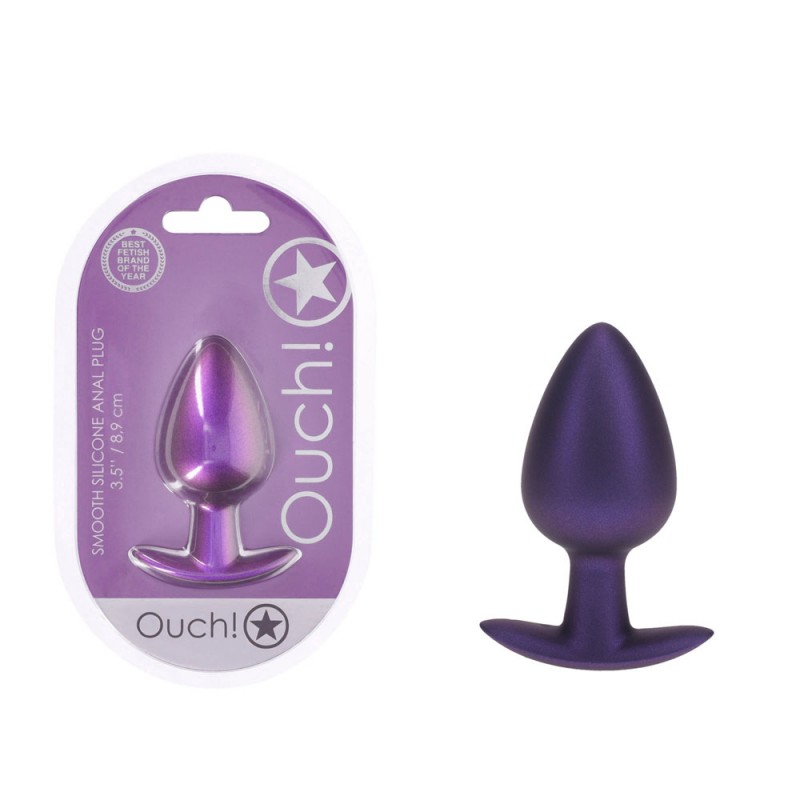 OUCH! Smooth Silicone Anal Plug Large - Metallic Purple