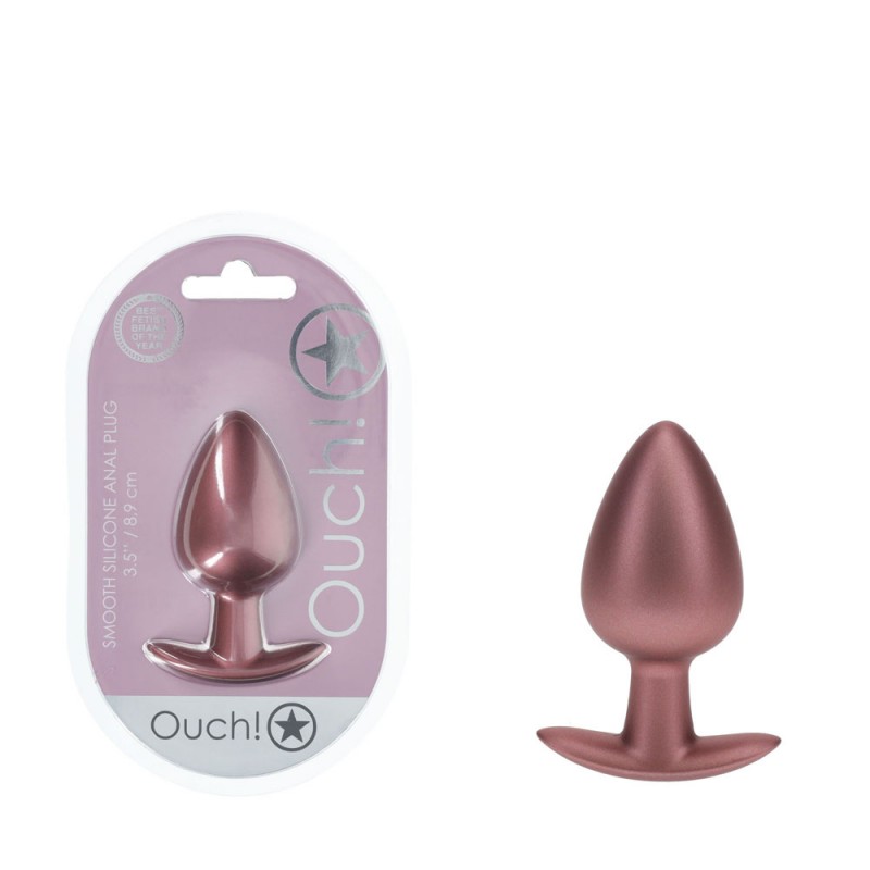 OUCH! Smooth Silicone Anal Plug Large - Rose Gold