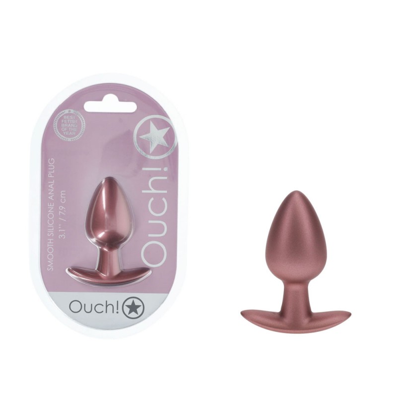OUCH! Smooth Silicone Anal Plug Medium - Rose Gold