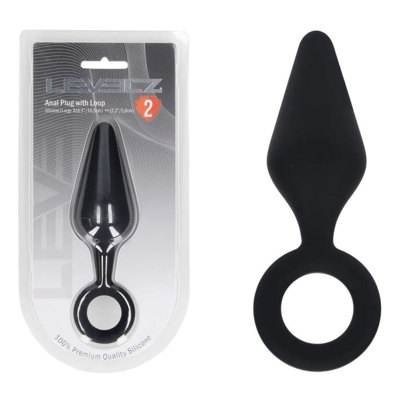 Levelz Silicone Anal Plug with Loop L - Black