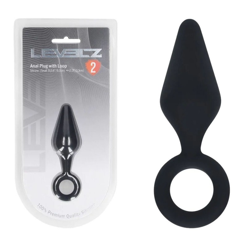 Levelz Silicone Anal Plug with Loop S - Black
