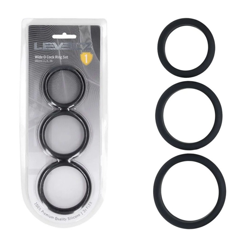 Levelz Classic Silicone Cock Ring Set - L/XL/2X