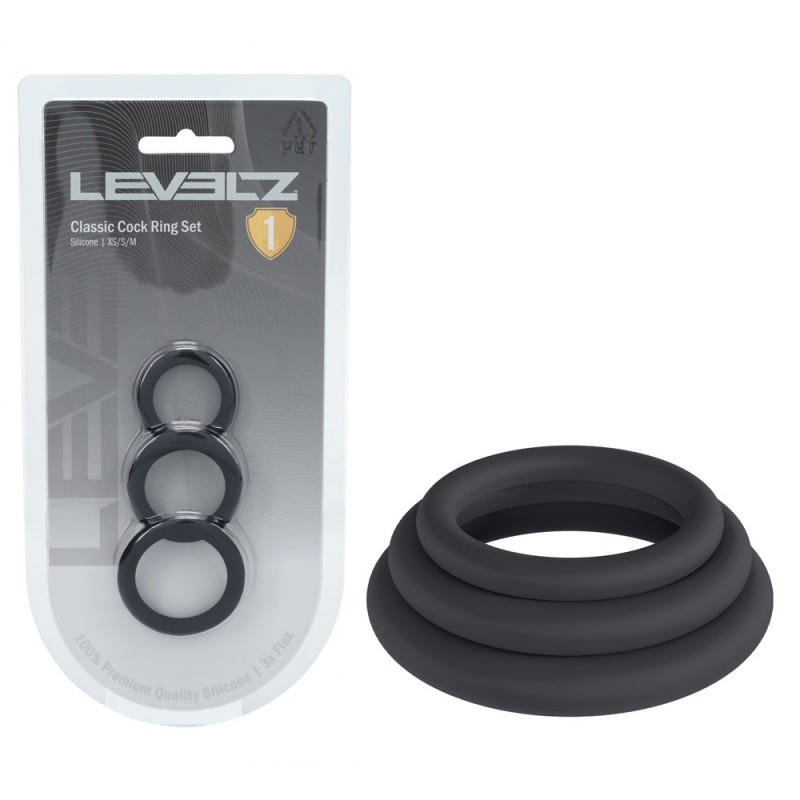 Levelz Classic Silicone Cock Ring Set - XS/S/M