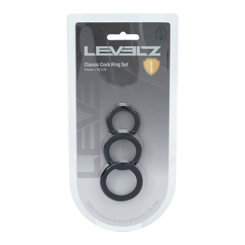 Levelz Classic Silicone Cock Ring Set - XS/S/M Levelz Classic Silicone Cock Ring Set - XS/S/M