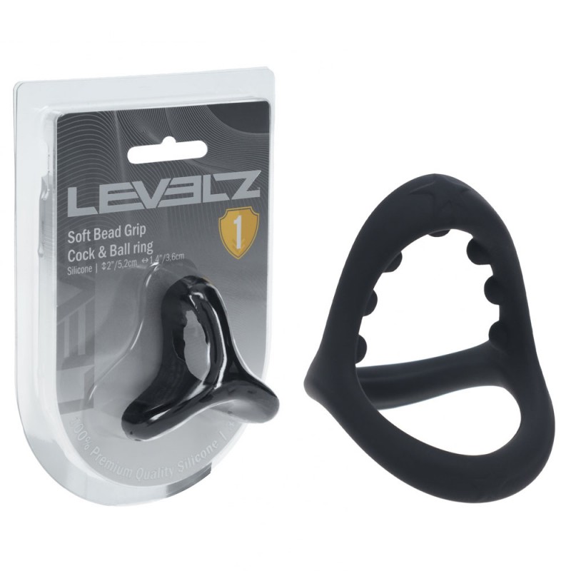 Levelz Soft Bead Grip Silicone Cock Ring - Black