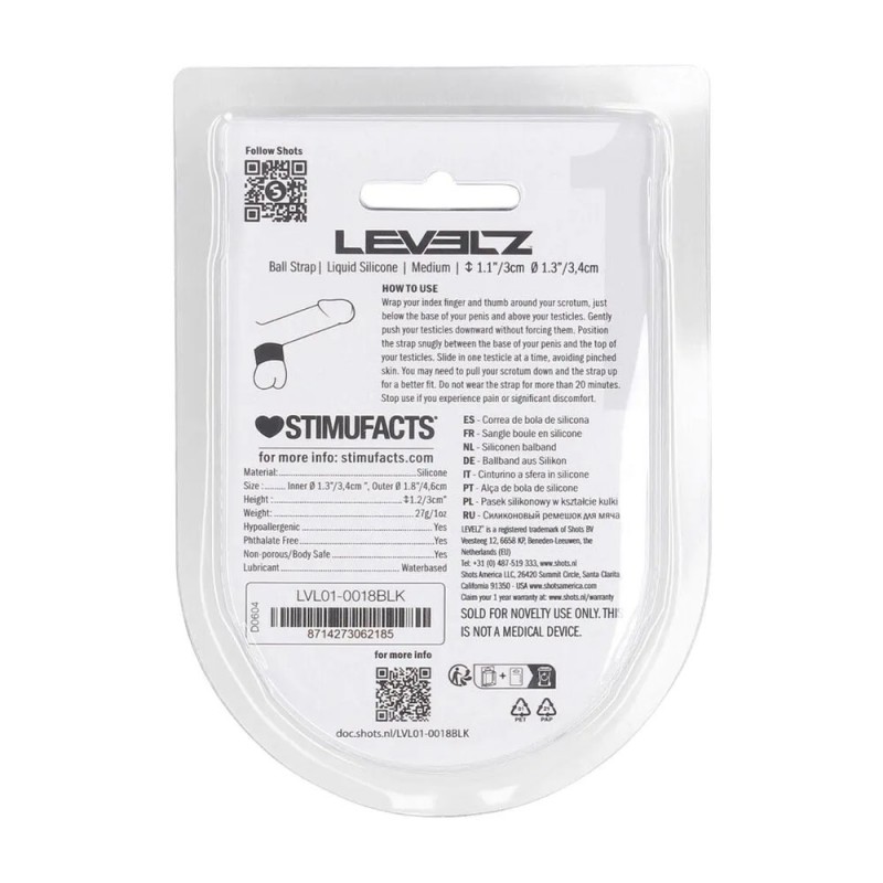 Levelz Liquid Silicone Ball Strap M - Black Levelz Liquid Silicone Ball Strap M - Black