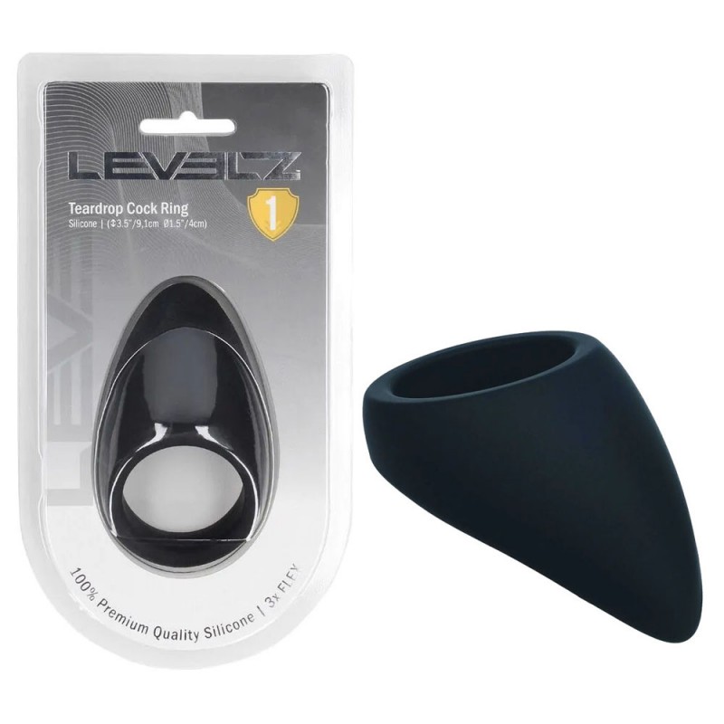 Levelz Teardrop Silicone Cock Ring - Black