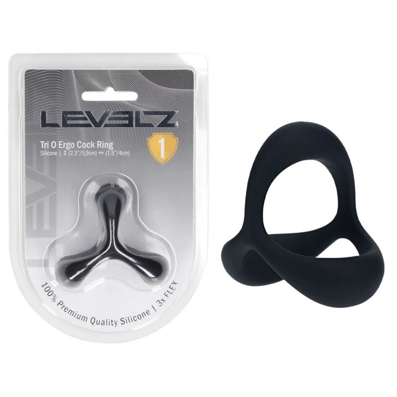 Levelz Tri O Ergo Silicone Cock Ring - Black