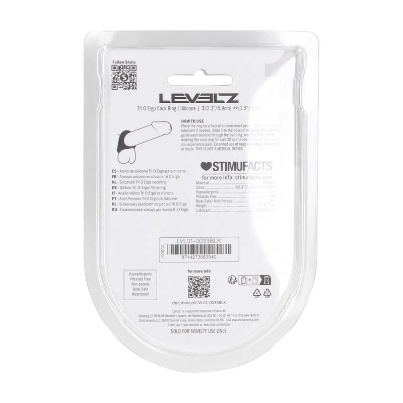 Levelz Tri O Ergo Silicone Cock Ring - Black Levelz Tri O Ergo Silicone Cock Ring - Black