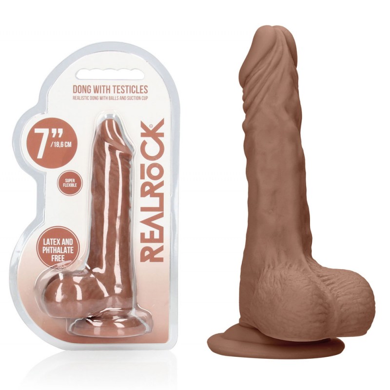 RealRock Realistic 7'' Dildo with Balls - Tan