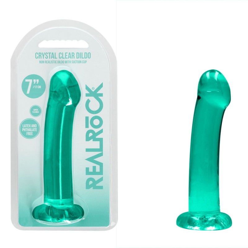 Realrock Non Realistic 7'' Dildo with Suction Cup - Turquoise