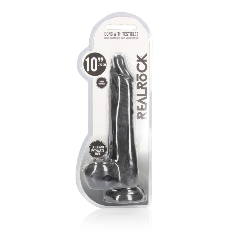 RealRock 10'' Realistic Dong with Balls - Black RealRock 10'' Realistic Dong with Balls - Black