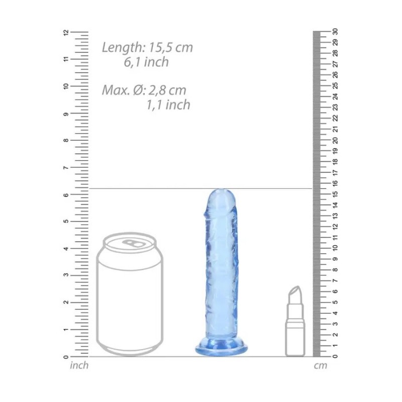 Realrock Straight 6'' Dildo - Blue Realrock Straight 6'' Dildo - Blue