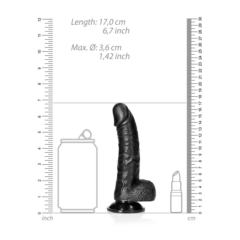 Realrock 6'' Curved Dildo with Balls - Black Realrock 6'' Curved Dildo with Balls - Black