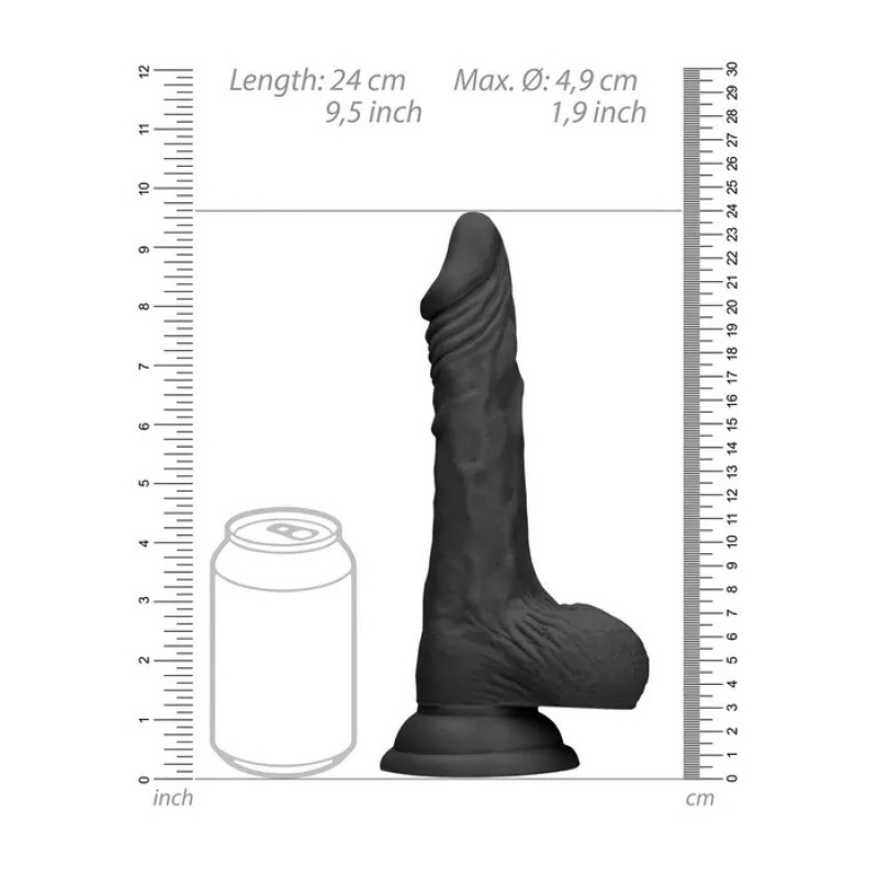 RealRock 9'' Realistic Dong With Balls - Black RealRock 9'' Realistic Dong With Balls - Black