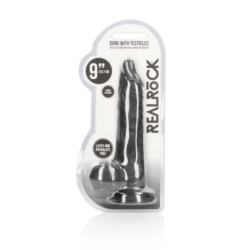 RealRock 9'' Realistic Dong With Balls - Black RealRock 9'' Realistic Dong With Balls - Black