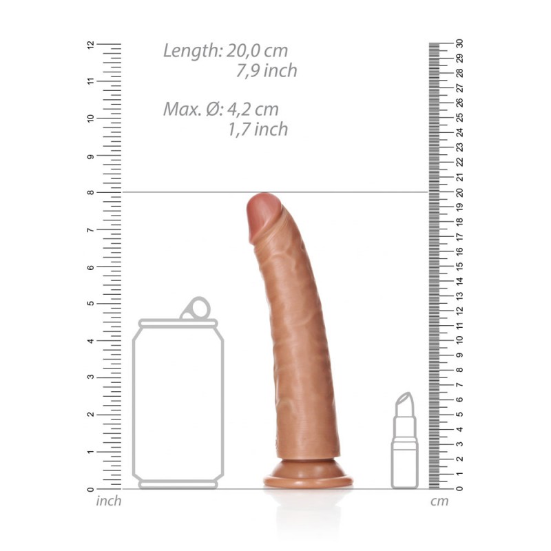 Realrock Realistic 8'' Slim Dildo with Suction Cup - Tan Realrock Realistic 8'' Slim Dildo with Suction Cup - Tan