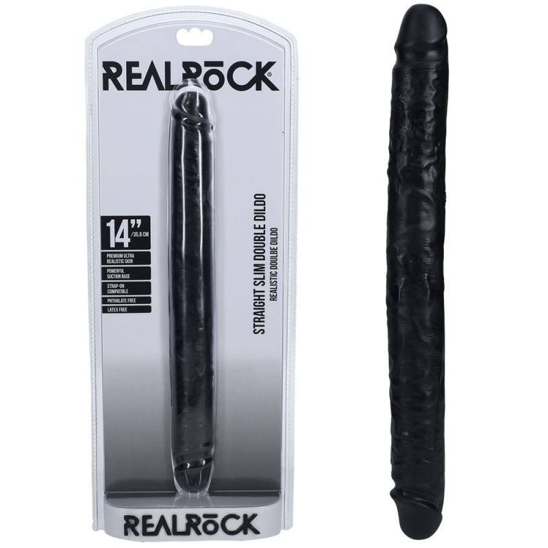 Realrock 14'' Slim Double Dildo - Black