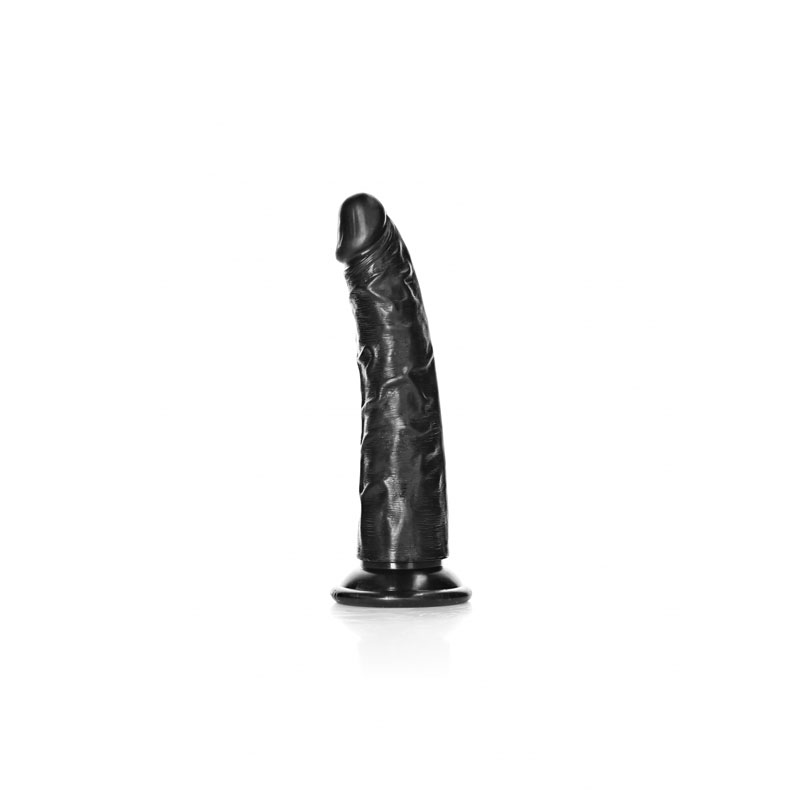 Realrock 6'' Realistic Slim Dildo - Black Realrock 6'' Realistic Slim Dildo - Black