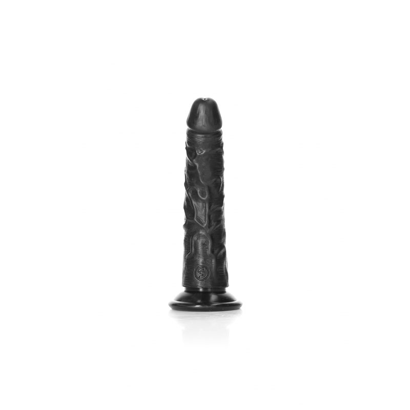 Realrock 6'' Realistic Slim Dildo - Black Realrock 6'' Realistic Slim Dildo - Black